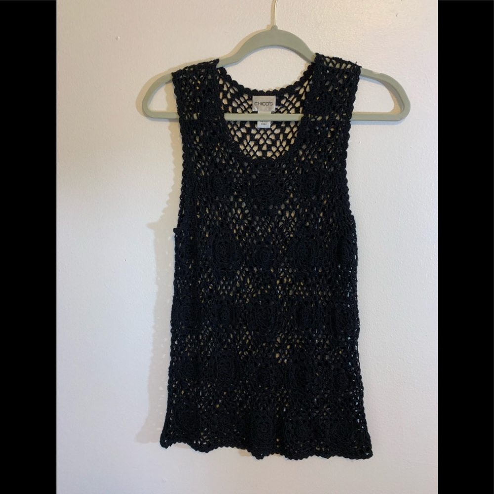 Black crochet top size 2
